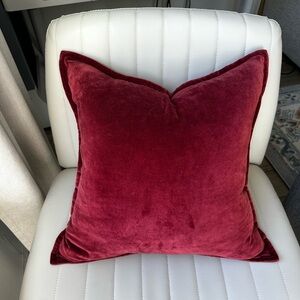 Crate and barrel red velvet pillowcase 20”x20”